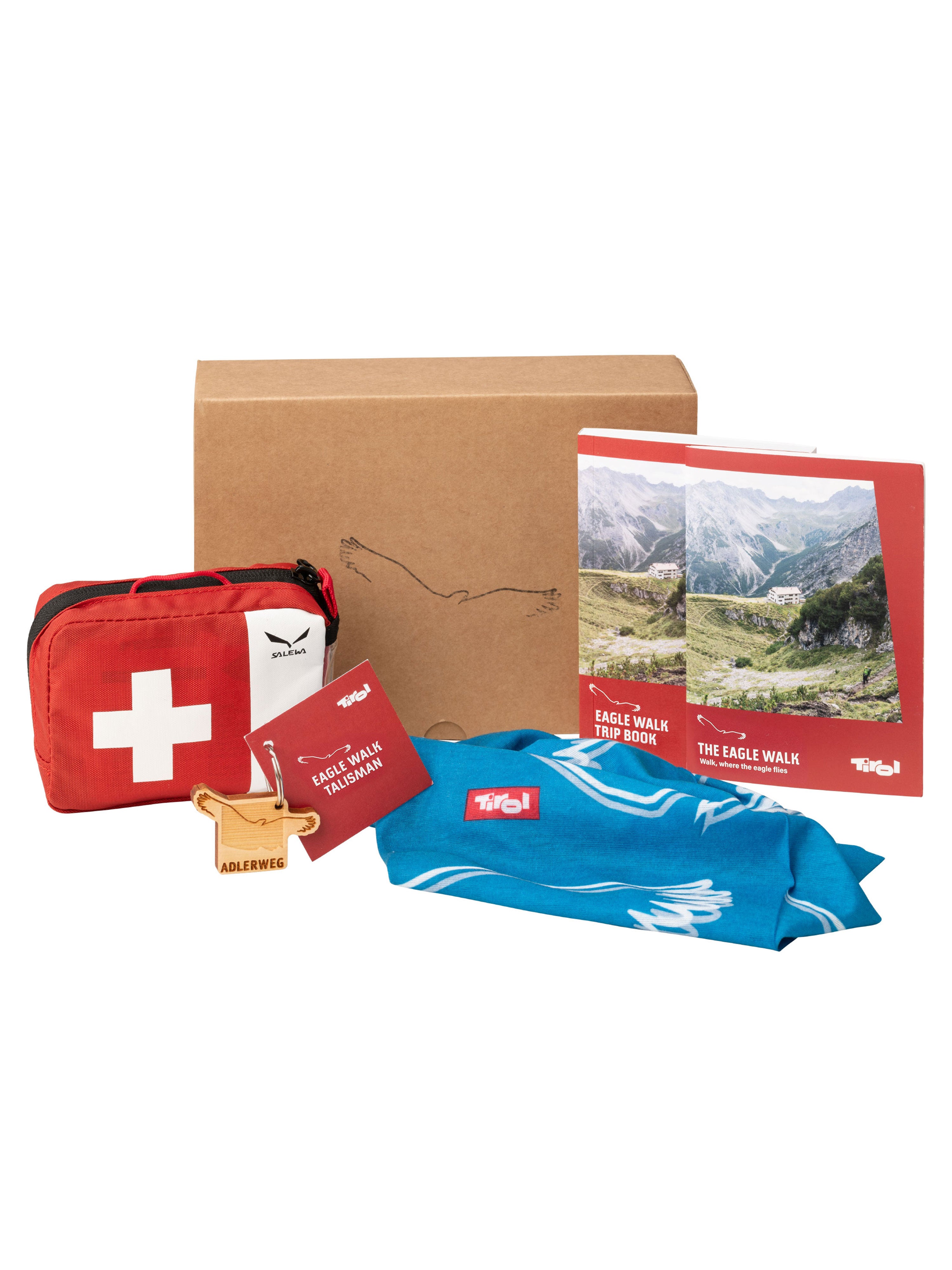 Adlerweg Starterpaket groß mit Erste Hilfe Set und Tourenbuch auf Englisch