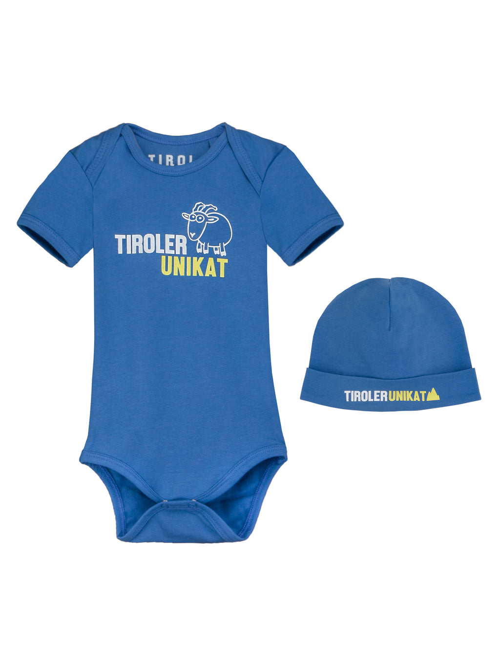 Set Baby Body und Beanie "Tiroler Unikat" in Saphirblau