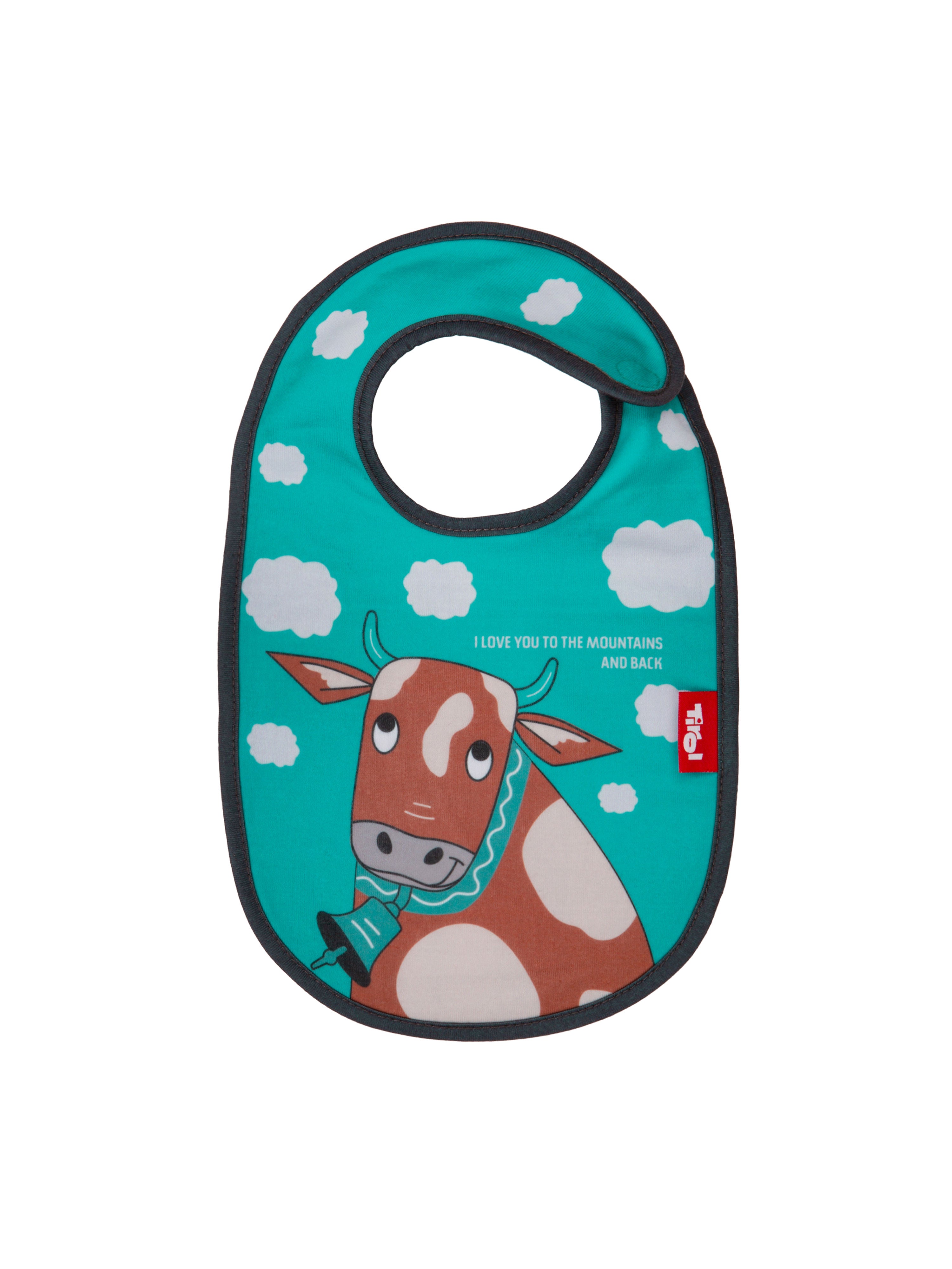 Baby-Lätzchen mit süßem Kuh-Motiv im Moments Tirol Shop