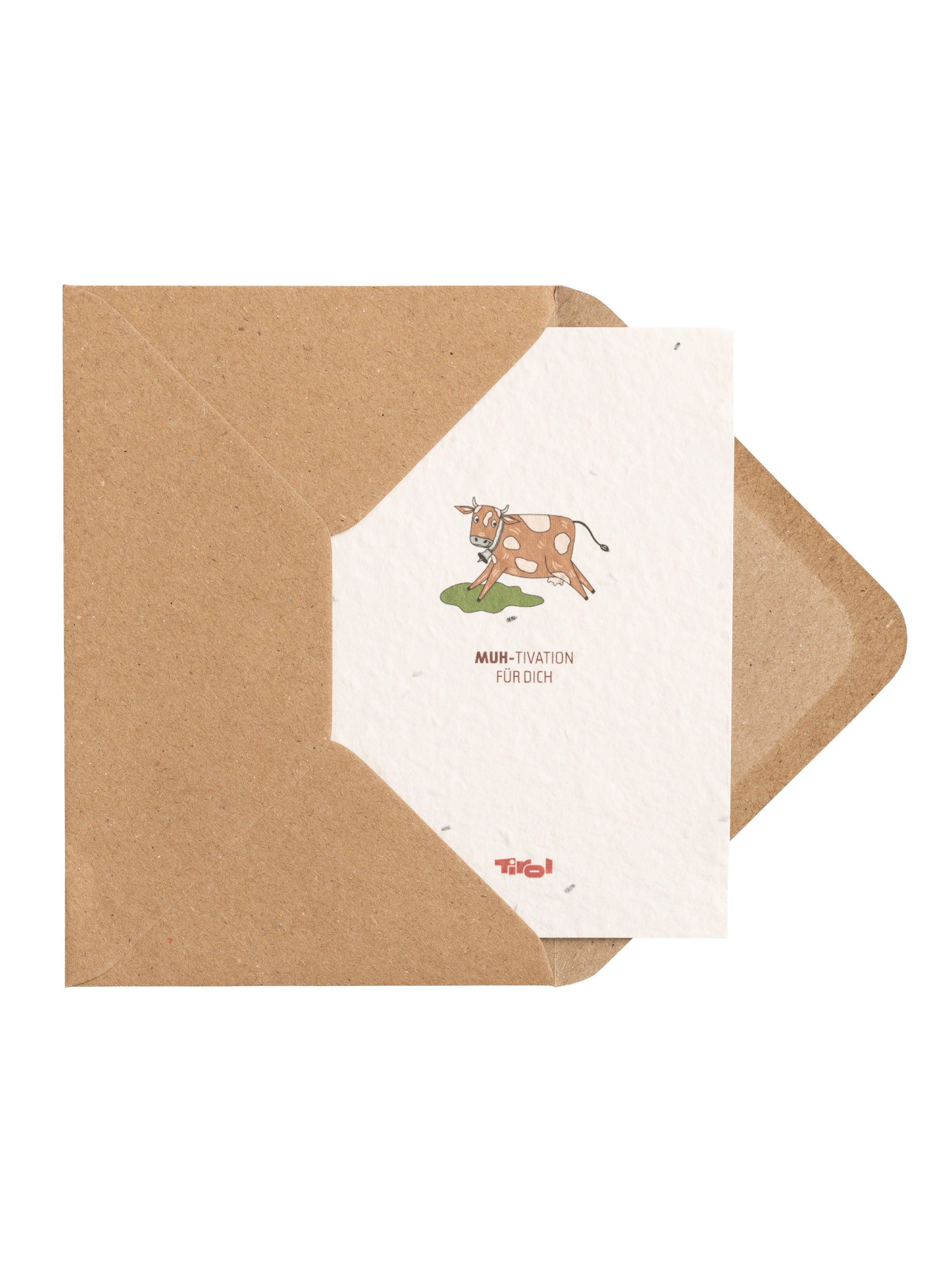 Blumenkarte "Muh-Tivation" mit Kuvert aus recyceltem Material