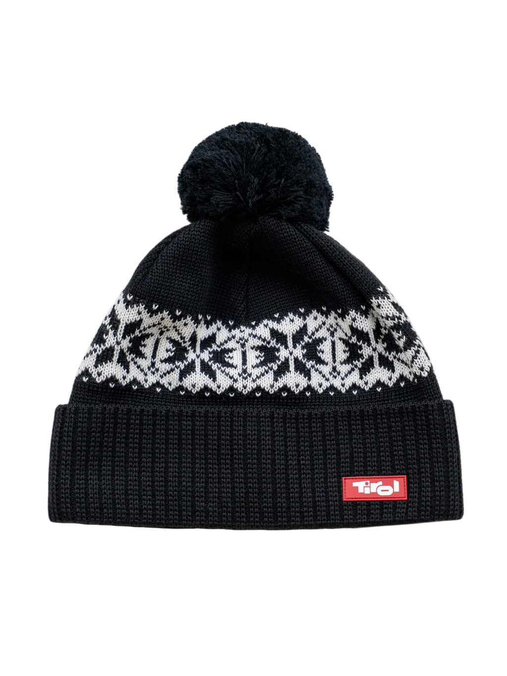 Strickmütze "Star" mit Bommel in Schwarz