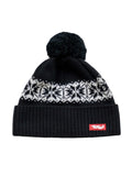 Strickmütze "Star" mit Bommel in Schwarz