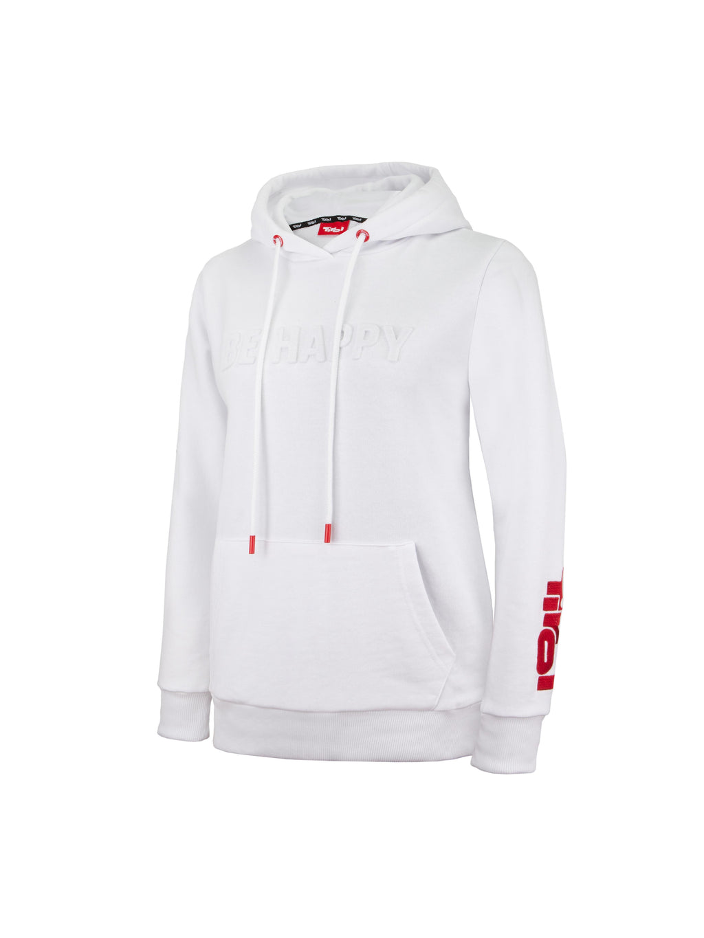 Damen Hoodie "Be Happy" in Weiß