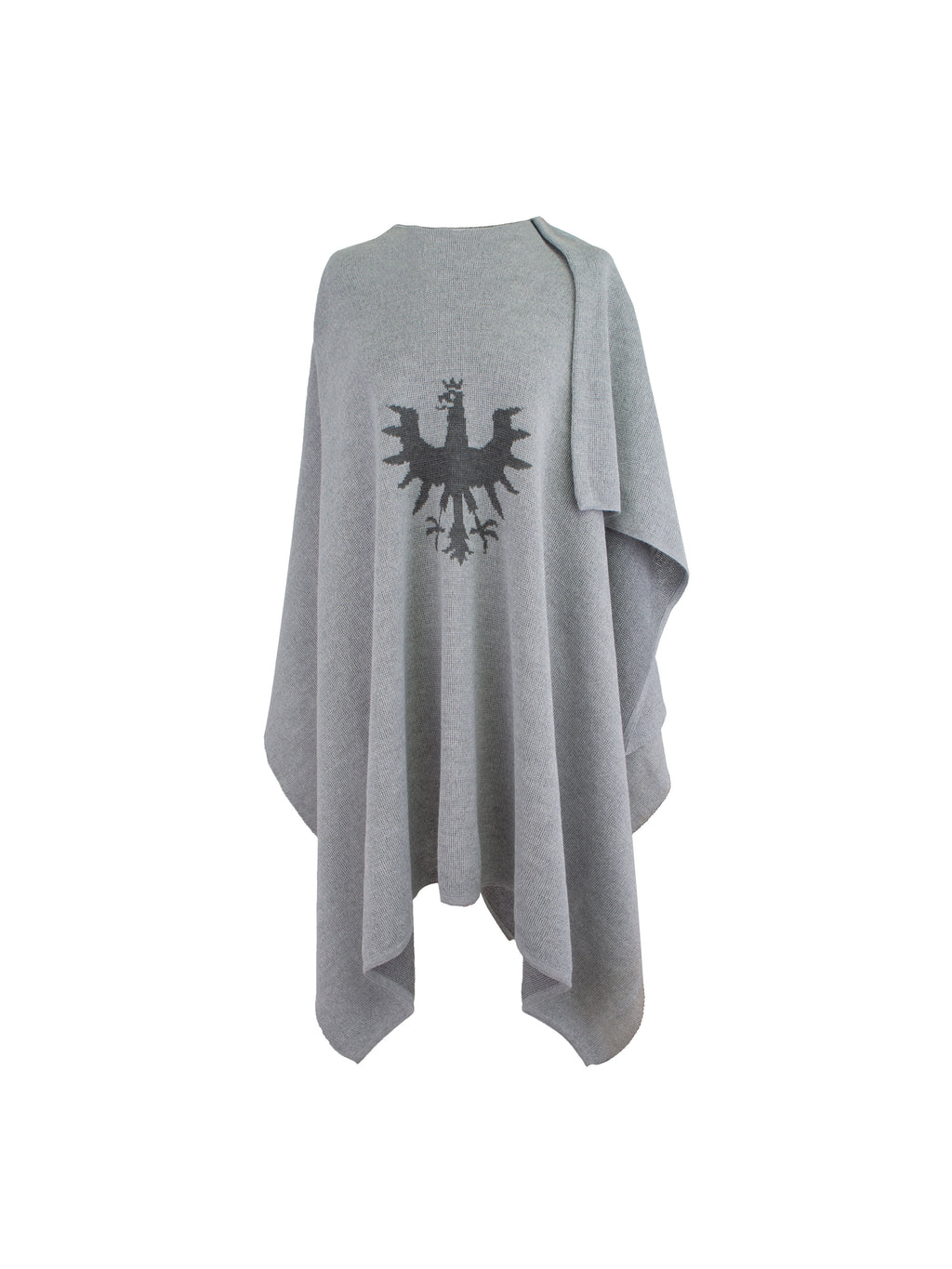 Damen Poncho mit Adler Strick in der Farbe Hellgrau