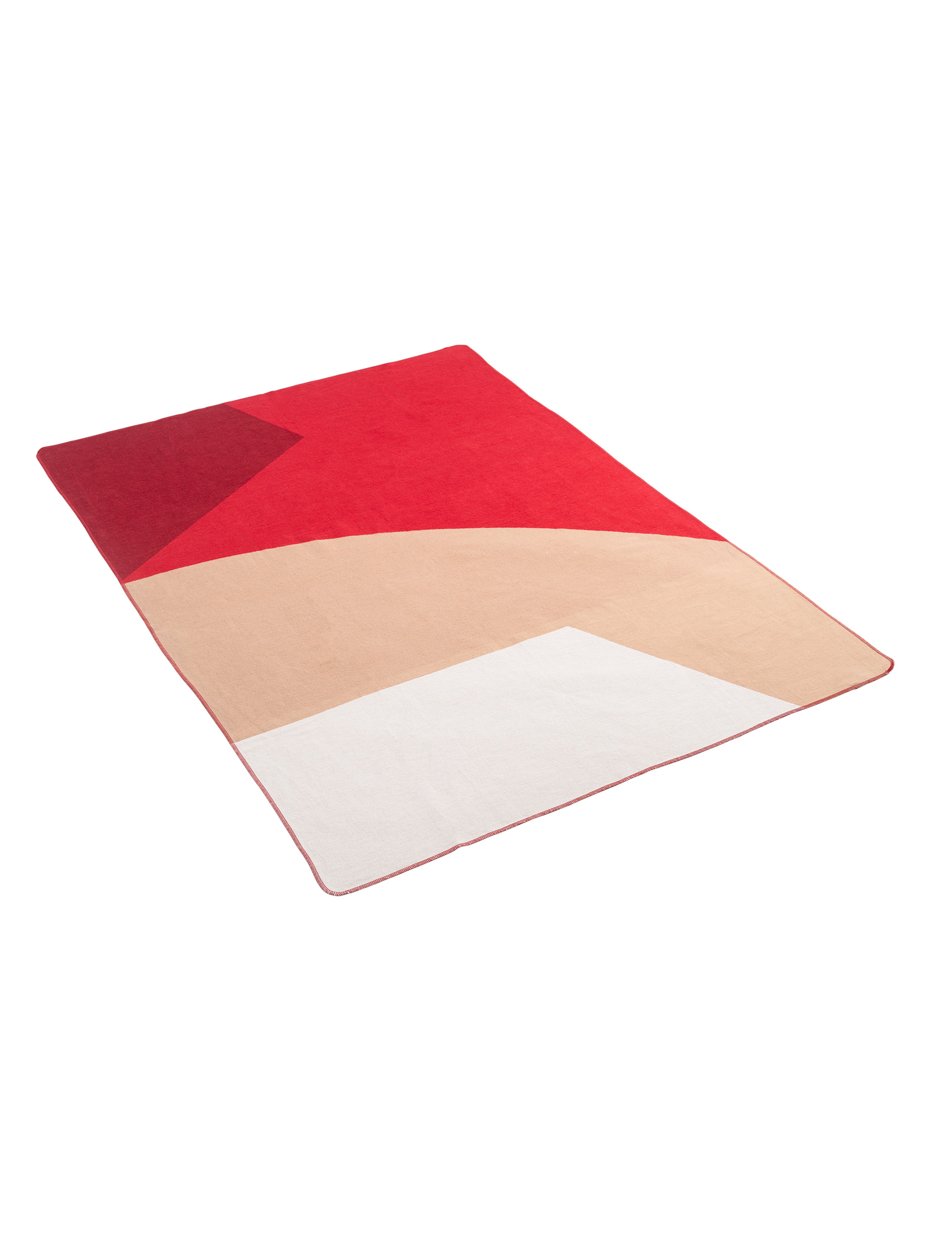 Decke "Georg" in Rot, Weiß und Beige von David Fussenegger