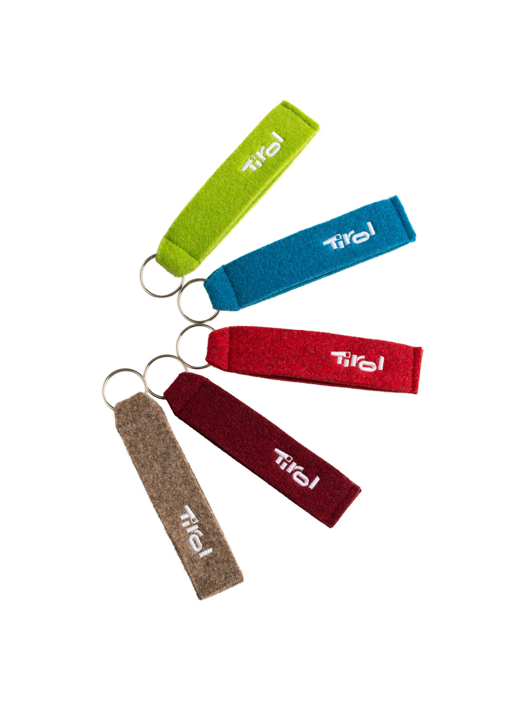 Filz-Schlüsselanhänger "Tirol" groß in verschieden Farben (Hellgrün, Türkis, Rot, Dunkelrot, Braun)