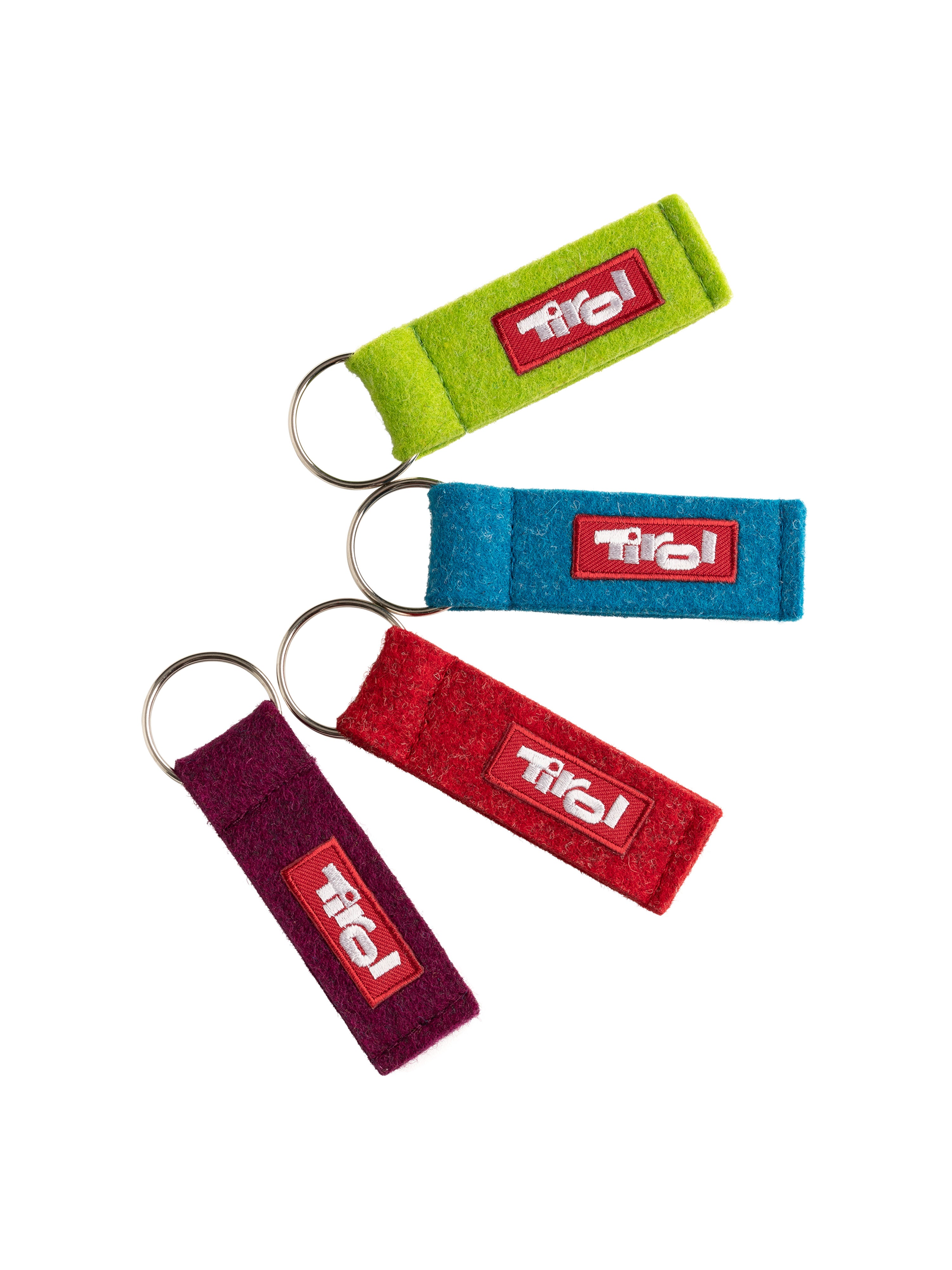 Filz-Schlüsselanhänger "Tirol" klein in verschieden Farben (Hellgrün, Türkis, Rot, Dunkelrot)