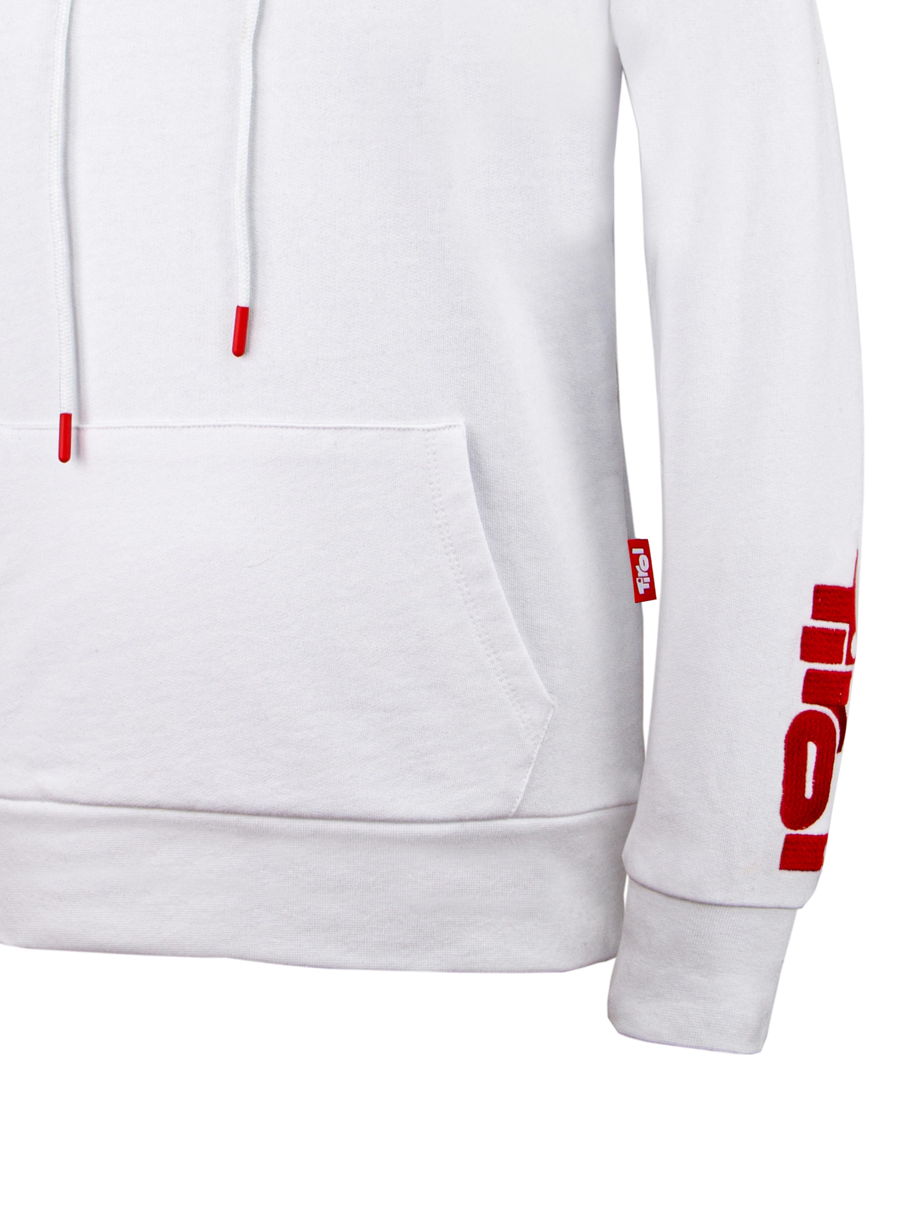 Herren Hoddie Be Happy mit Tirol Logo Stick auf dem linken Ärmel