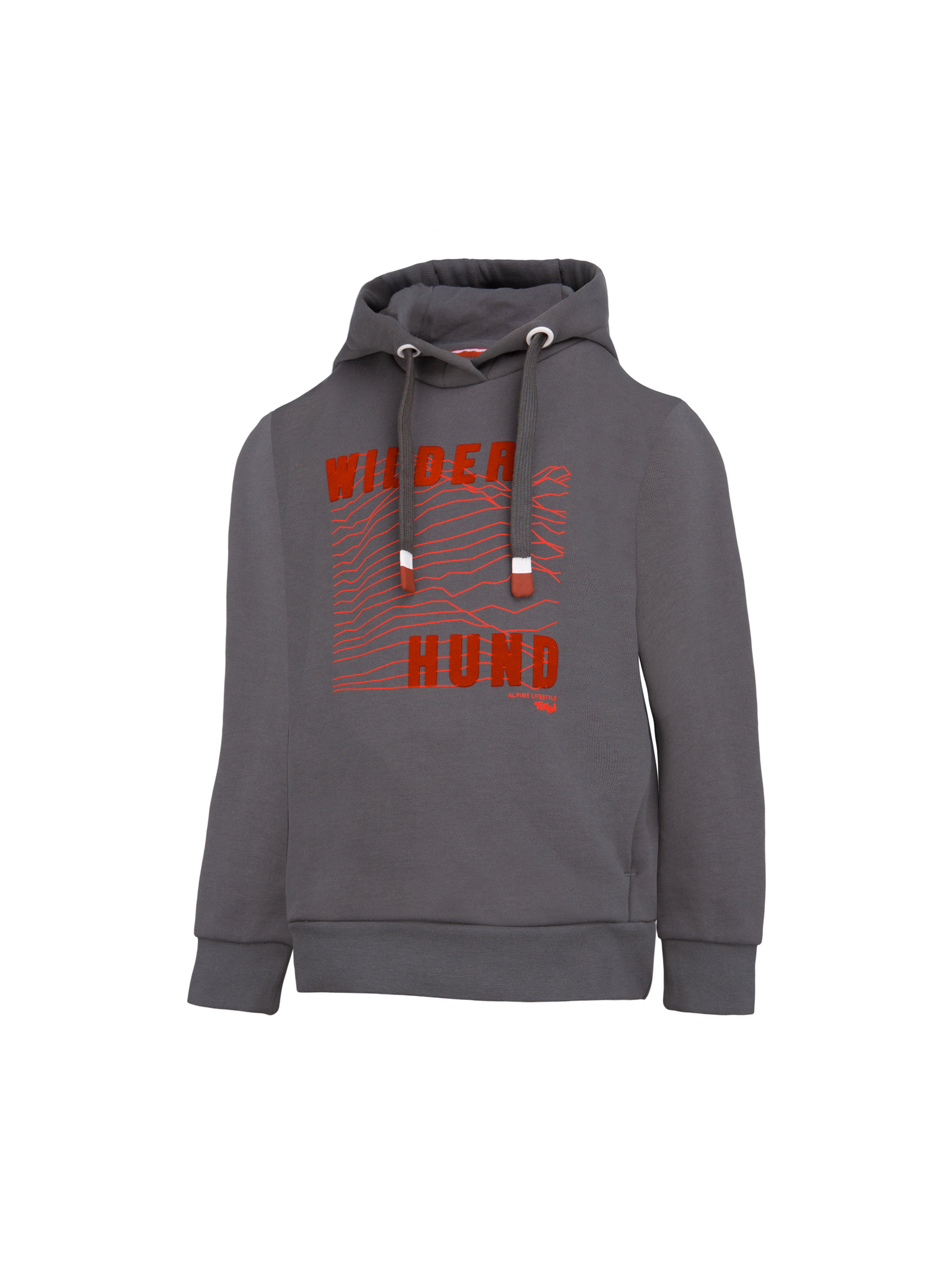 Kinder Hoodie "Wilder Hund" in Anthrazit im Moments Tirol Shop und Cafe
