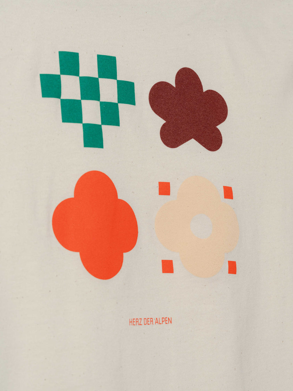 Kinder T-Shirt "Jona":  Backprint mit vier modern interpretierten Tiroler Traditionsmotiven und Schriftzug "Herz der Alpen"