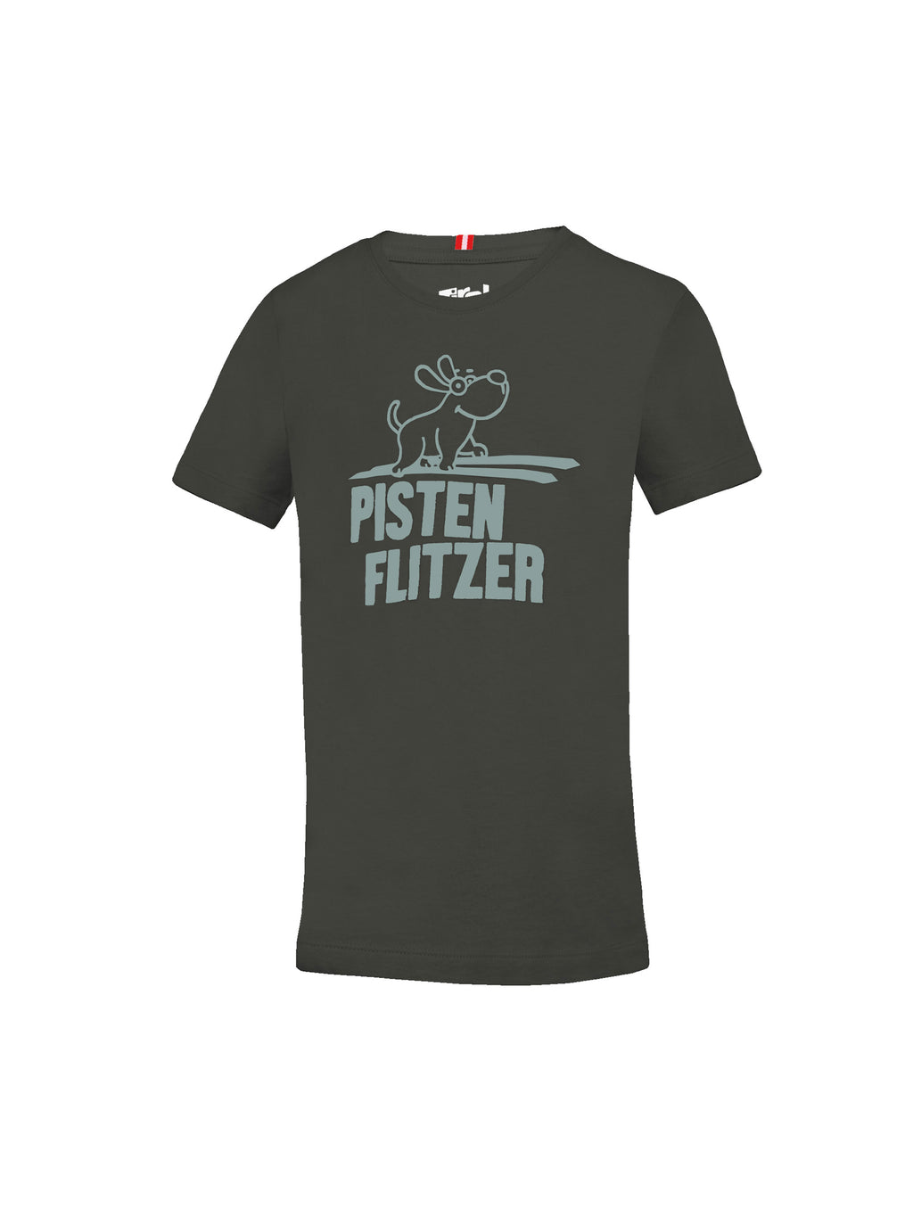 Baumwoll T-Shirt für Kinder mit "Pistenflitzer"-Print in Anthrazit