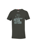 Baumwoll T-Shirt für Kinder mit "Pistenflitzer"-Print in Anthrazit