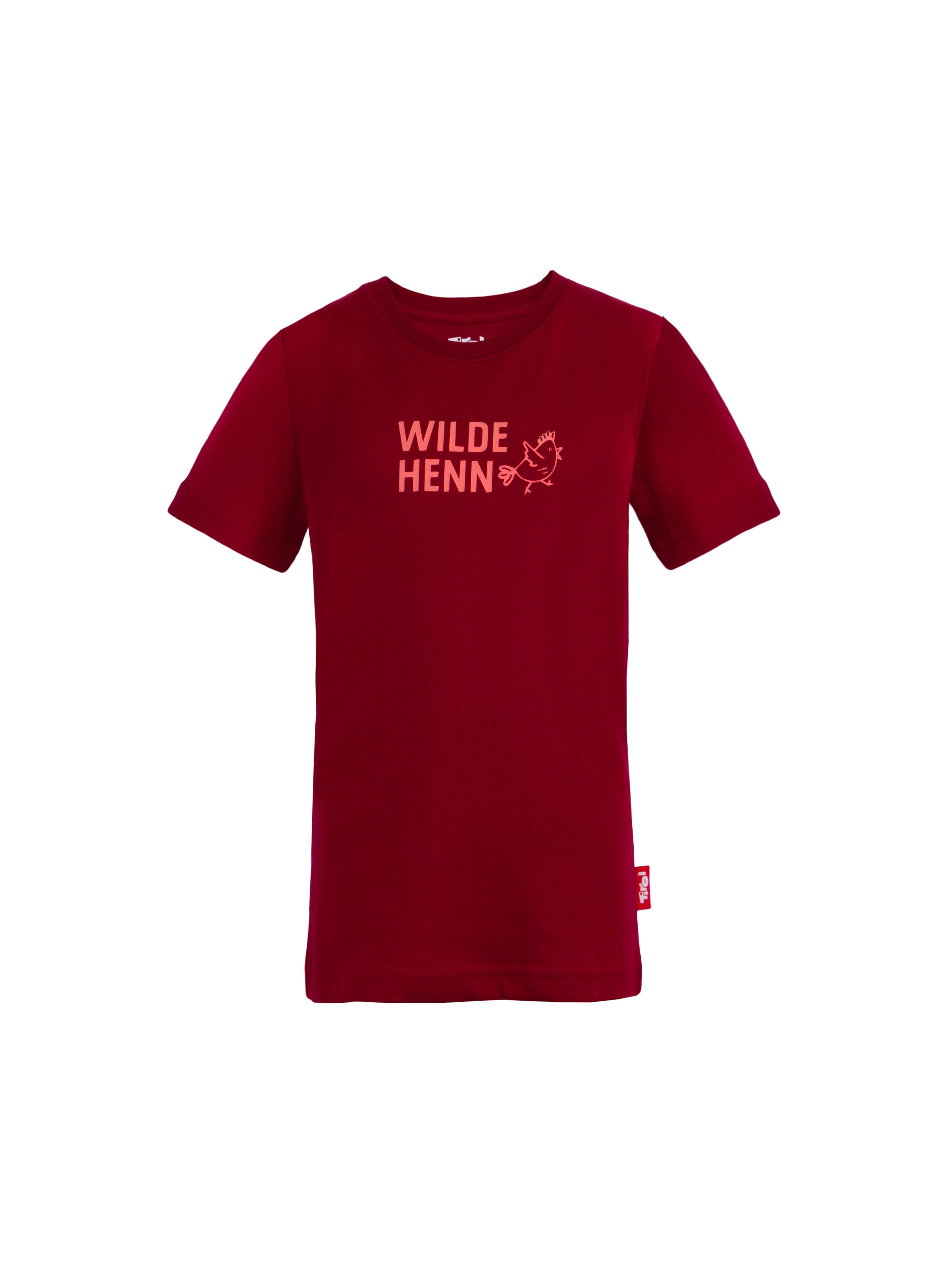 Kinder T Shirt Wilde Henn in ziegelrot aus Bio Baumwolle