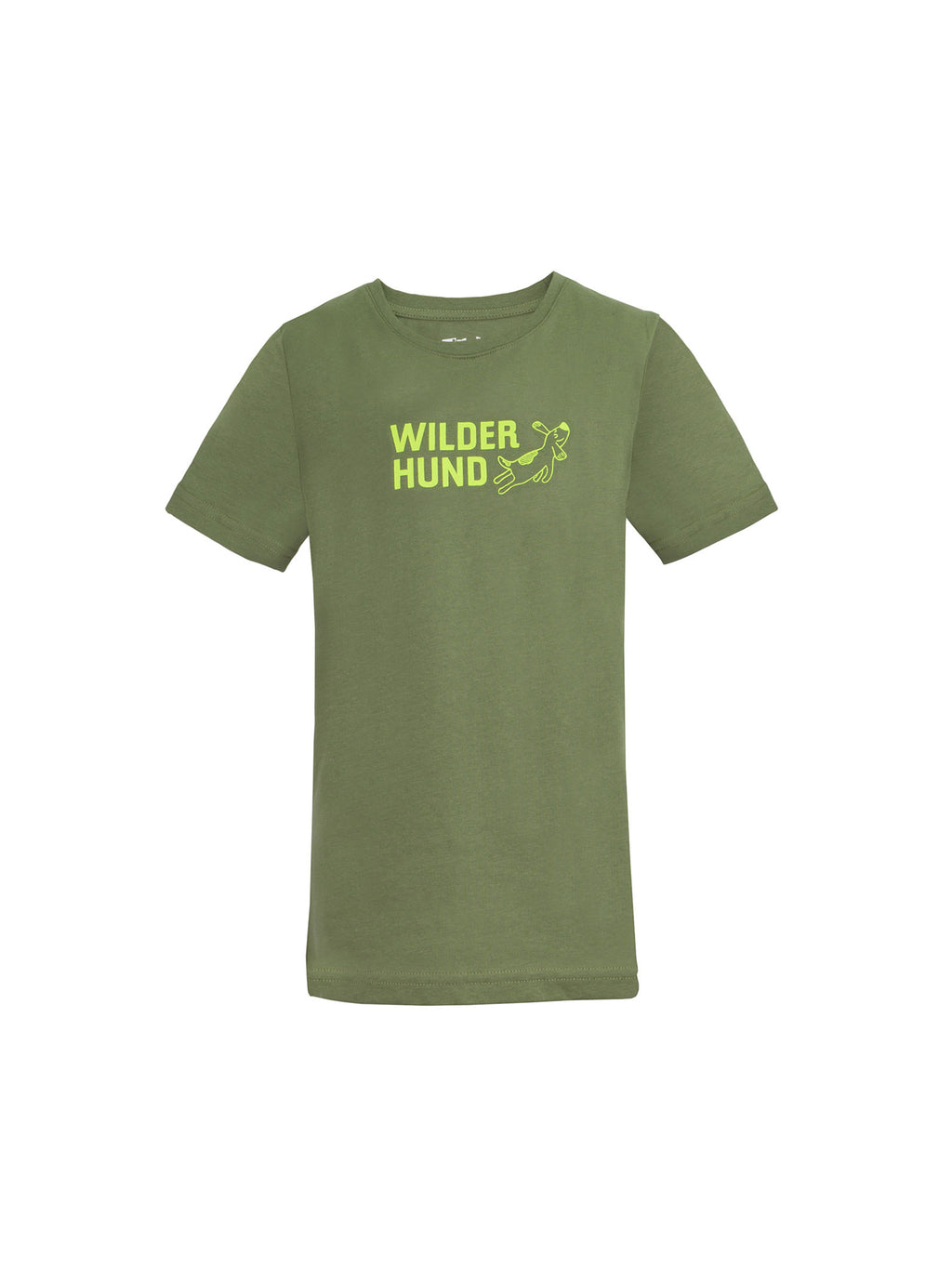 Kinder T Shirt wilder Hund in Oliv aus Bio Baumwolle