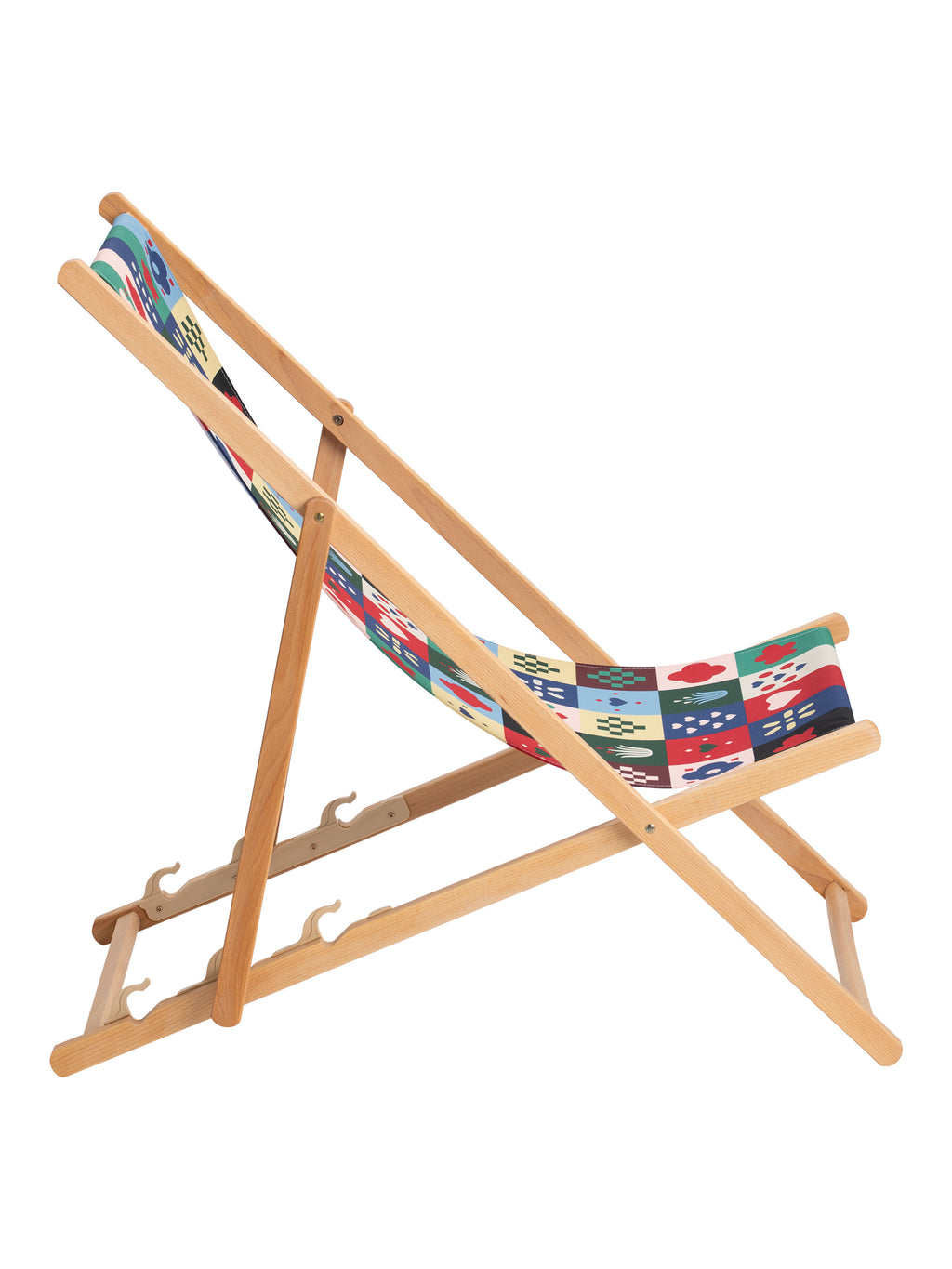 Seitenansicht vom Liegestuhl mit "Mosaik" Motiv