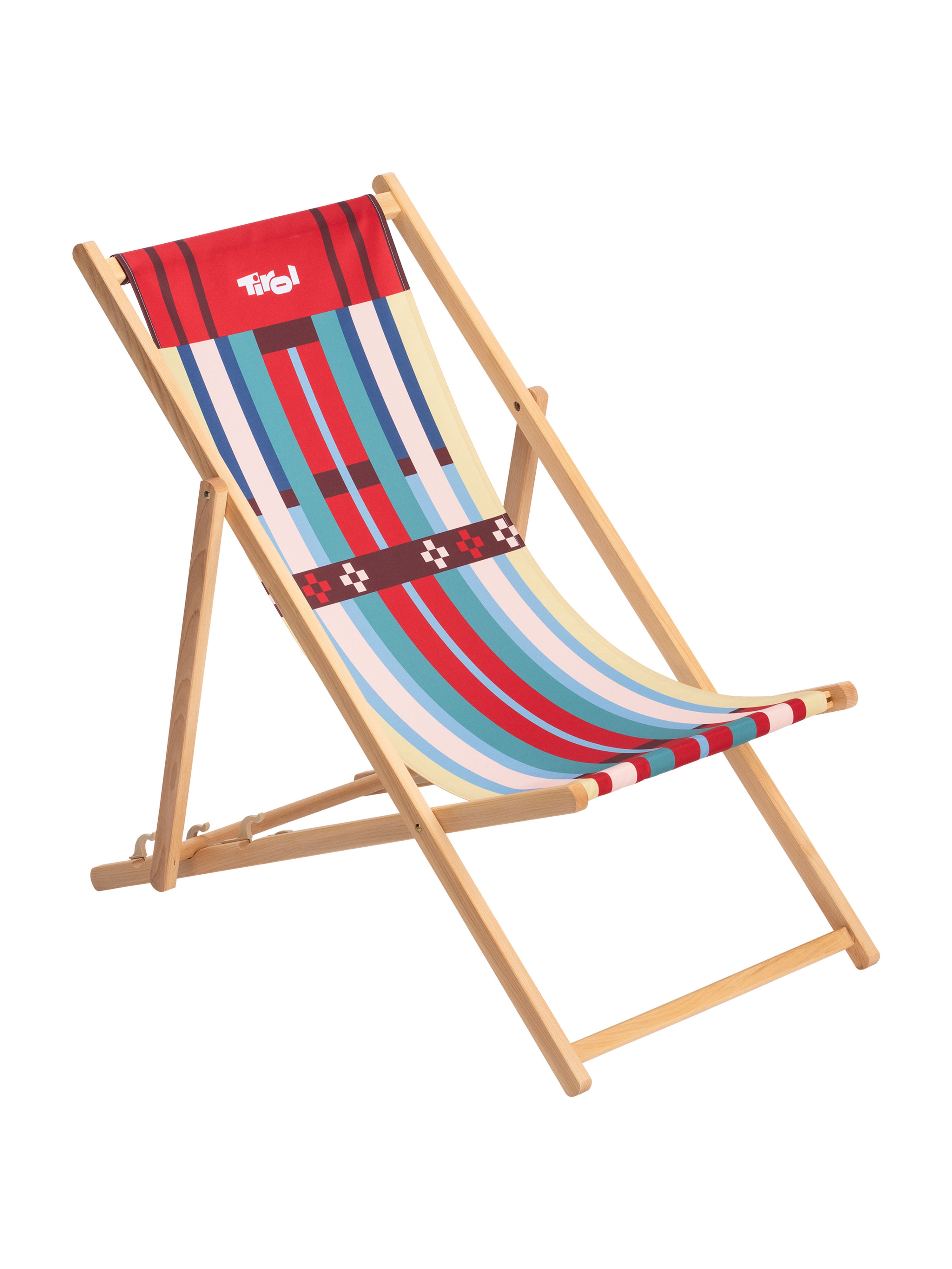 Vorderseite vom Liegestuhl mit "Stripes" Motiv