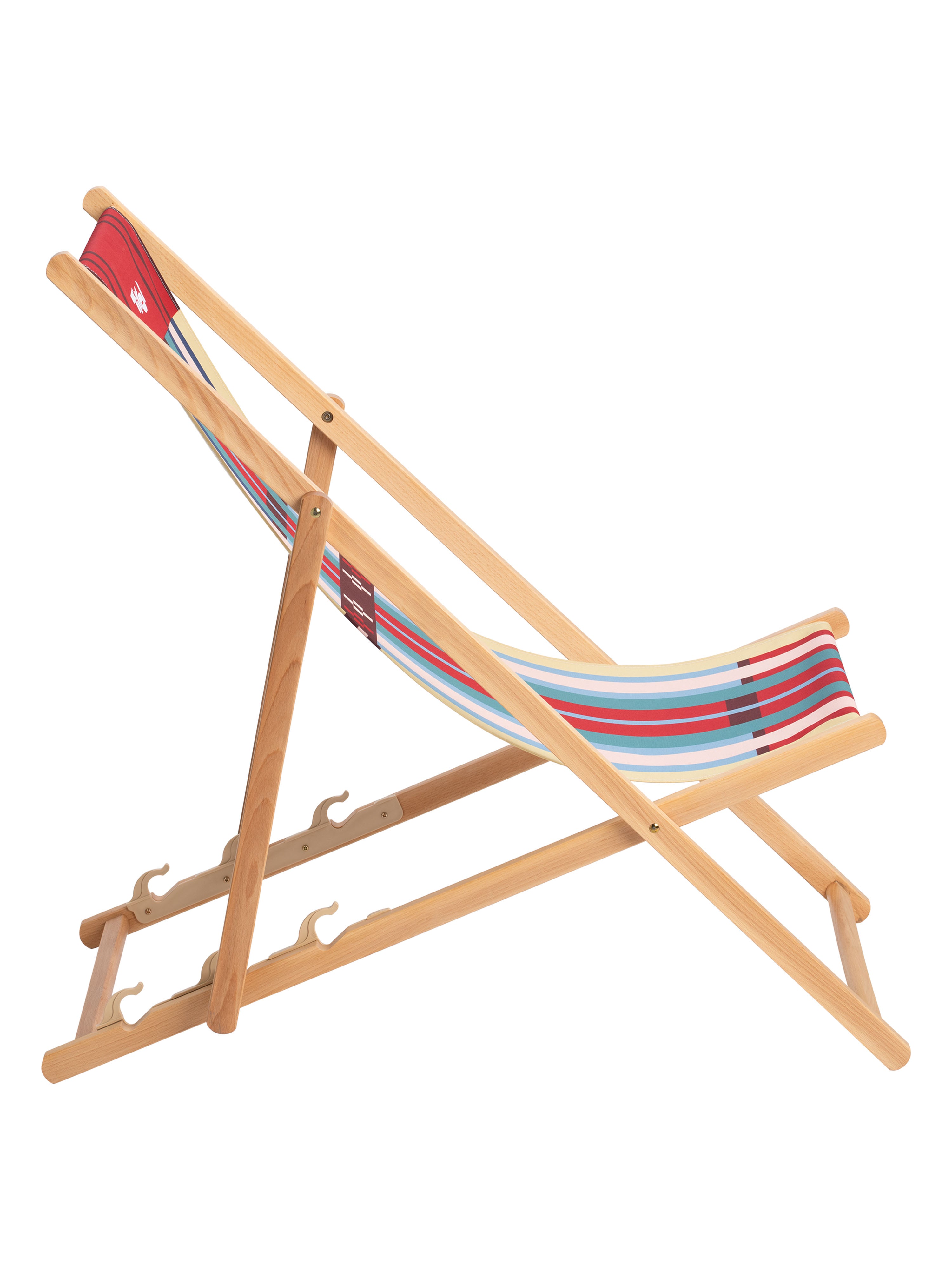 Seitenansicht vom Liegestuhl mit "Stripes"  Motiv