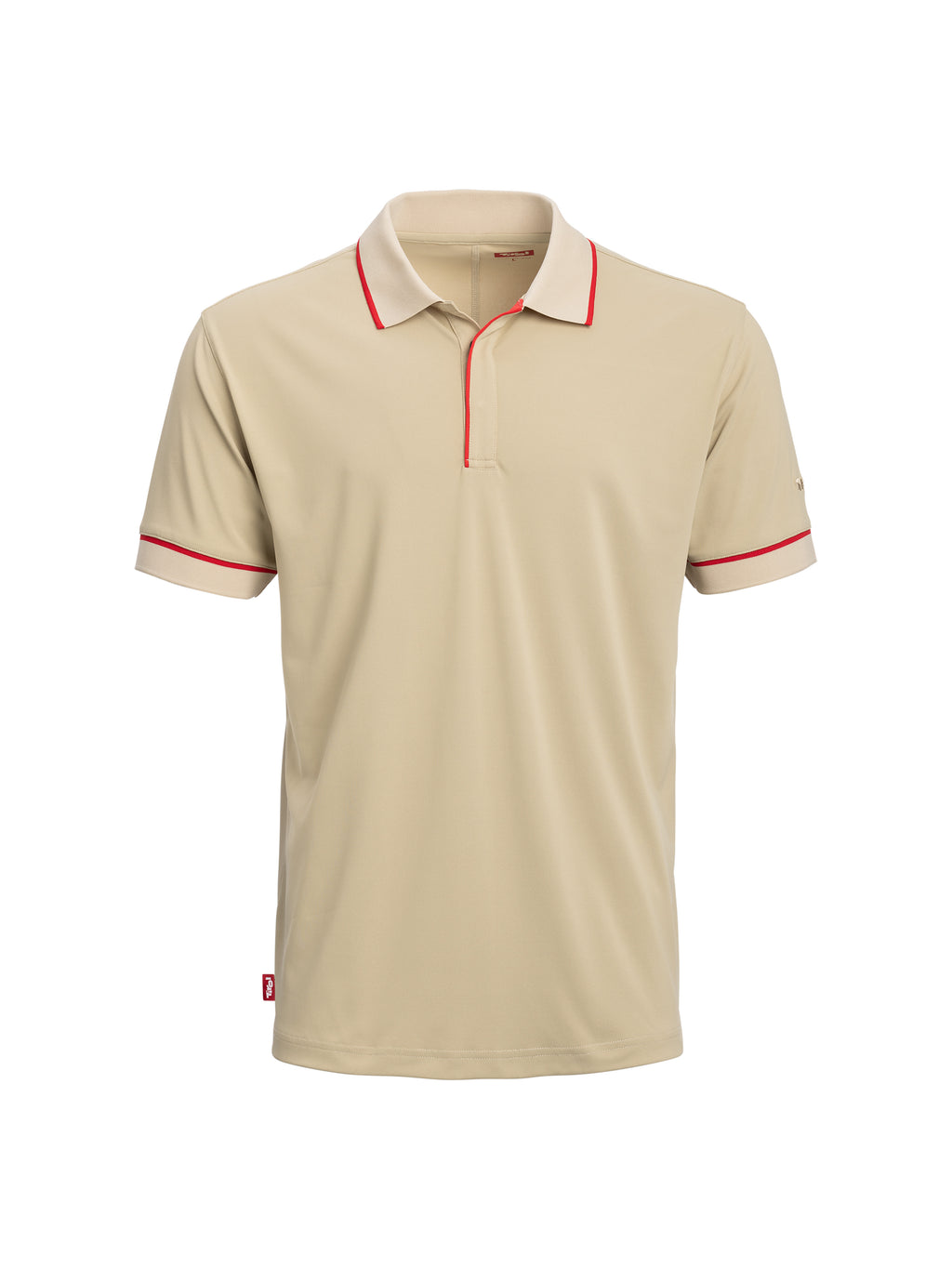 Polo Shirt "Peter-Paul" in der Farbe Beige mit verdeckter Knopfleiste und Druckknöpfen