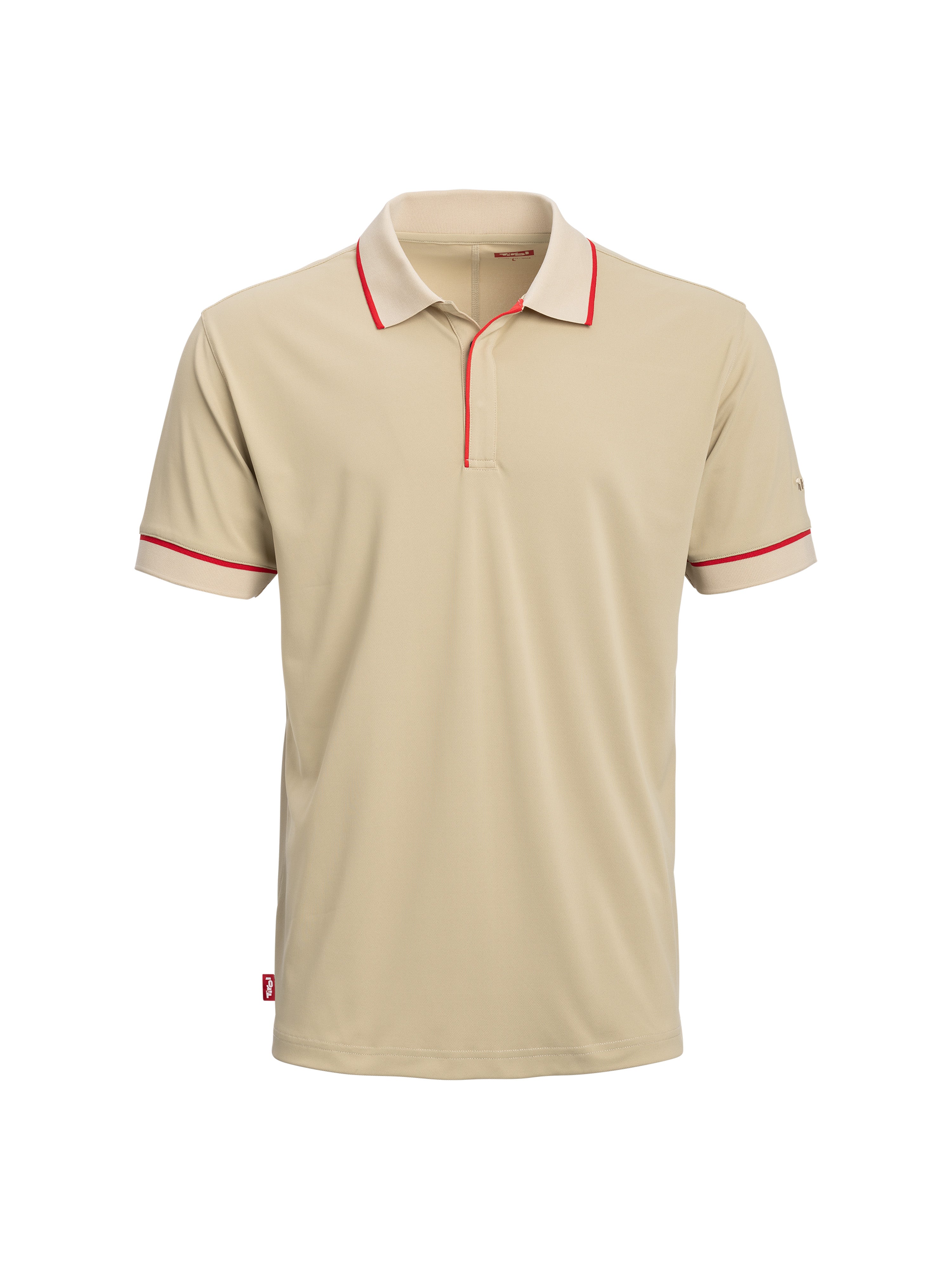 Polo Shirt "Peter-Paul" in der Farbe Beige mit verdeckter Knopfleiste und Druckknöpfen