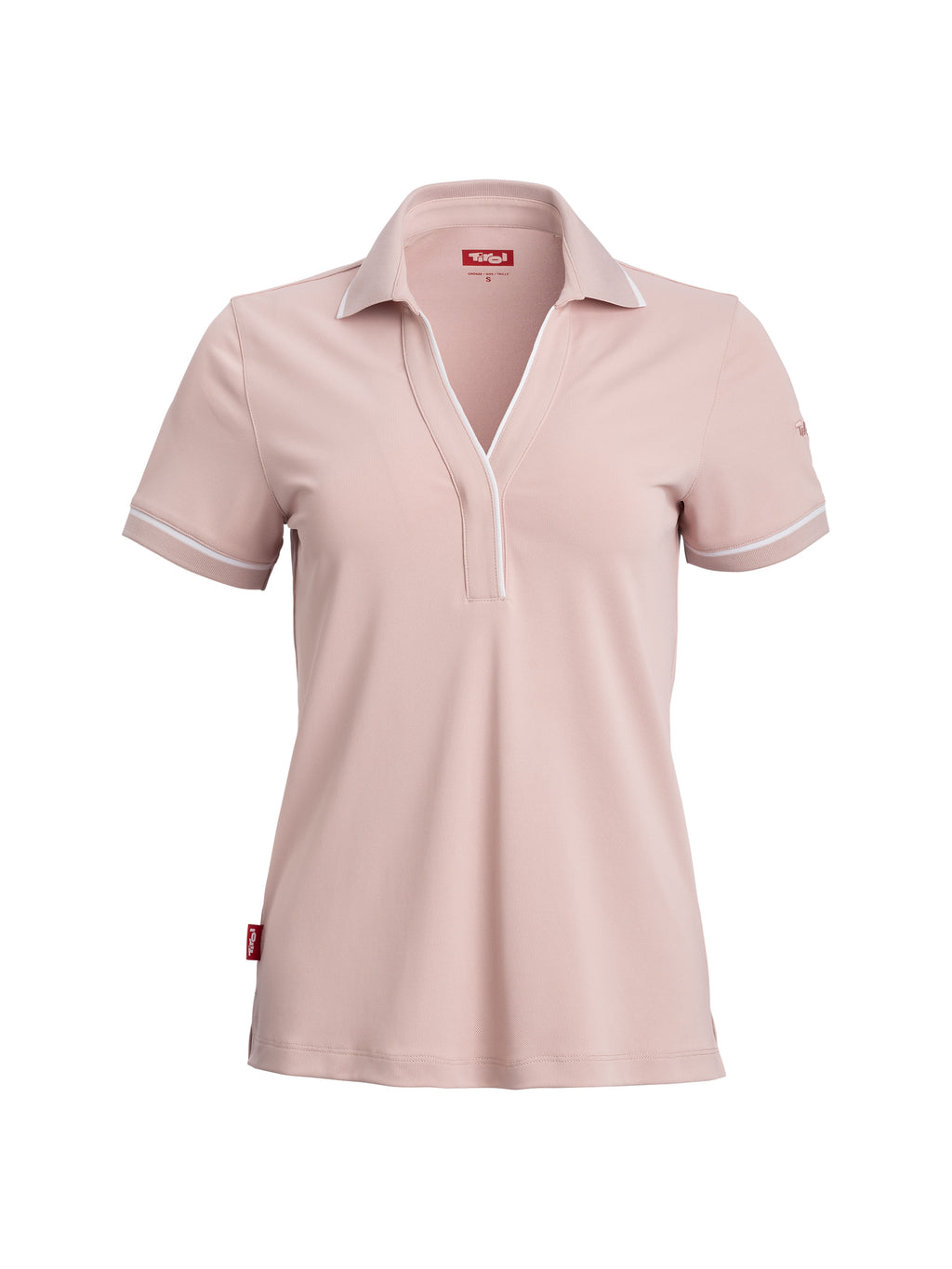 Polo Shirt "Johanna" in der Farbe Rosa mit leicht taillierten Schnitt und V- Ausschnitt
