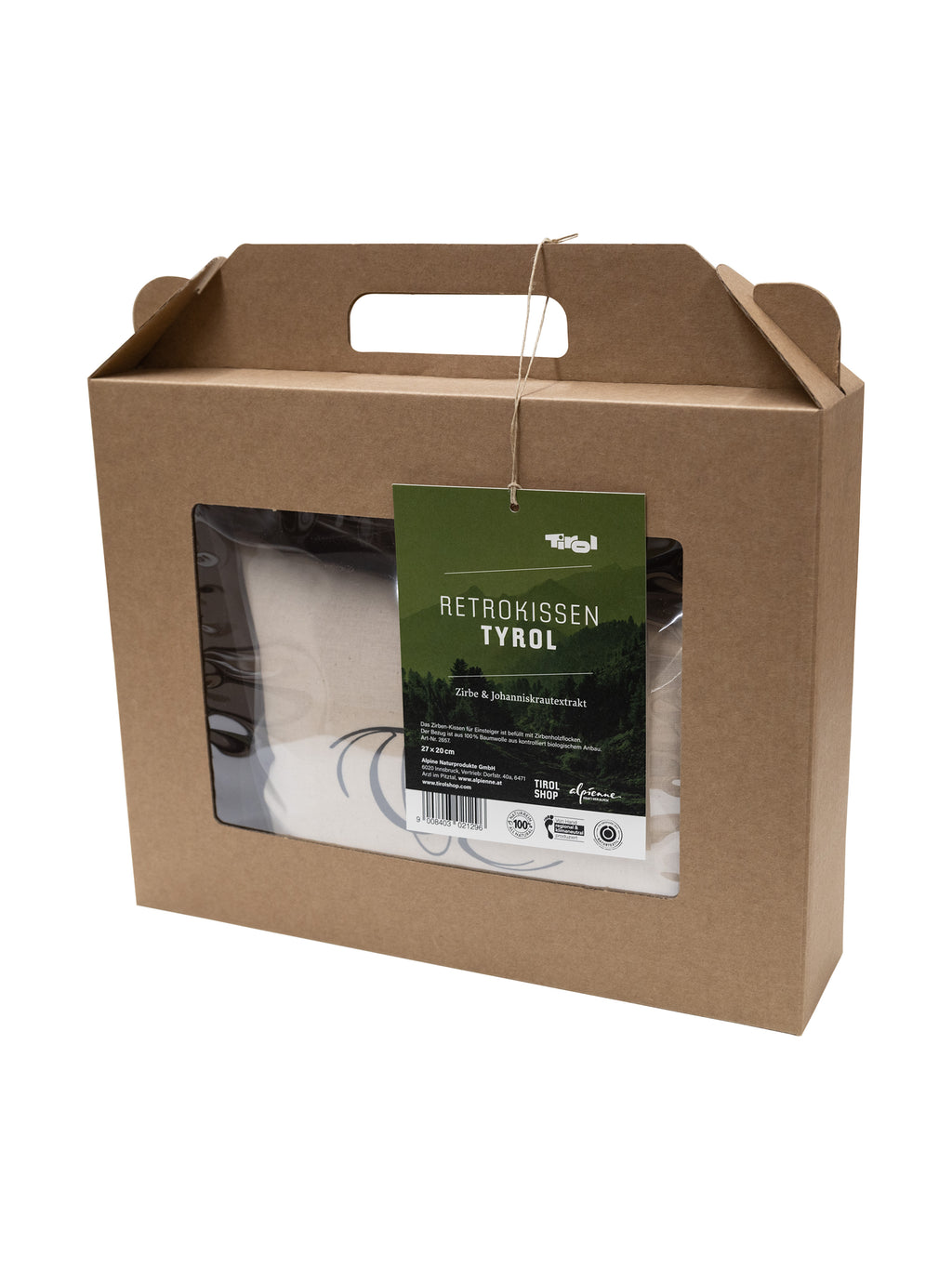 Retrokissen Tyrol aus Zirben-Holzspäne und Johanneskrautextrakt