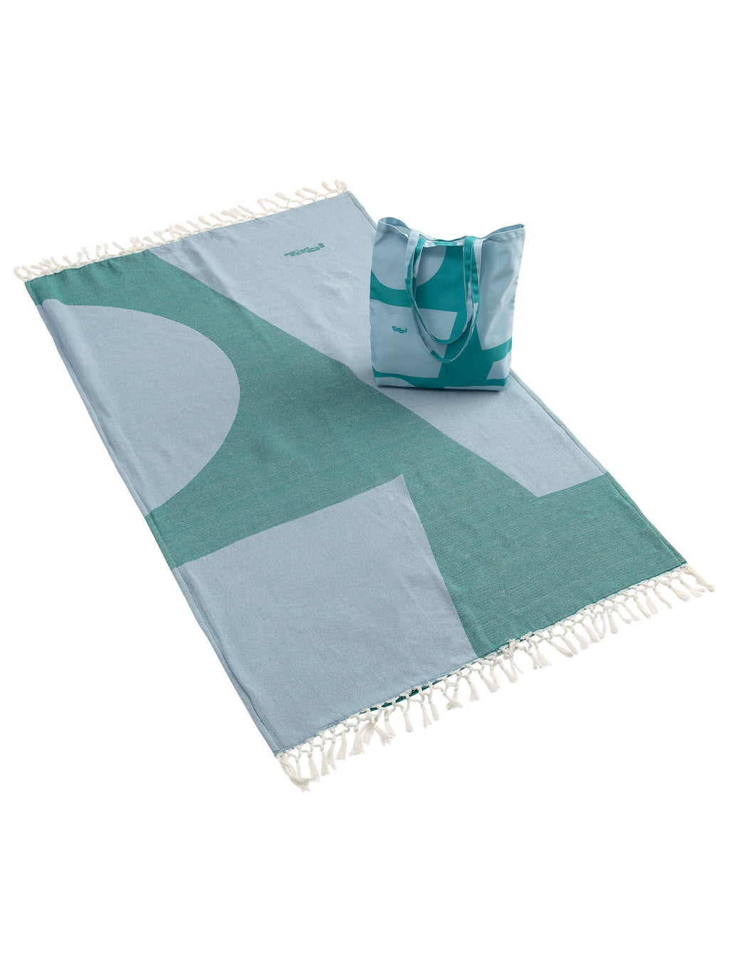 Strandtasche "Elly" in Blau-Türkis mit passendem Strandtuch