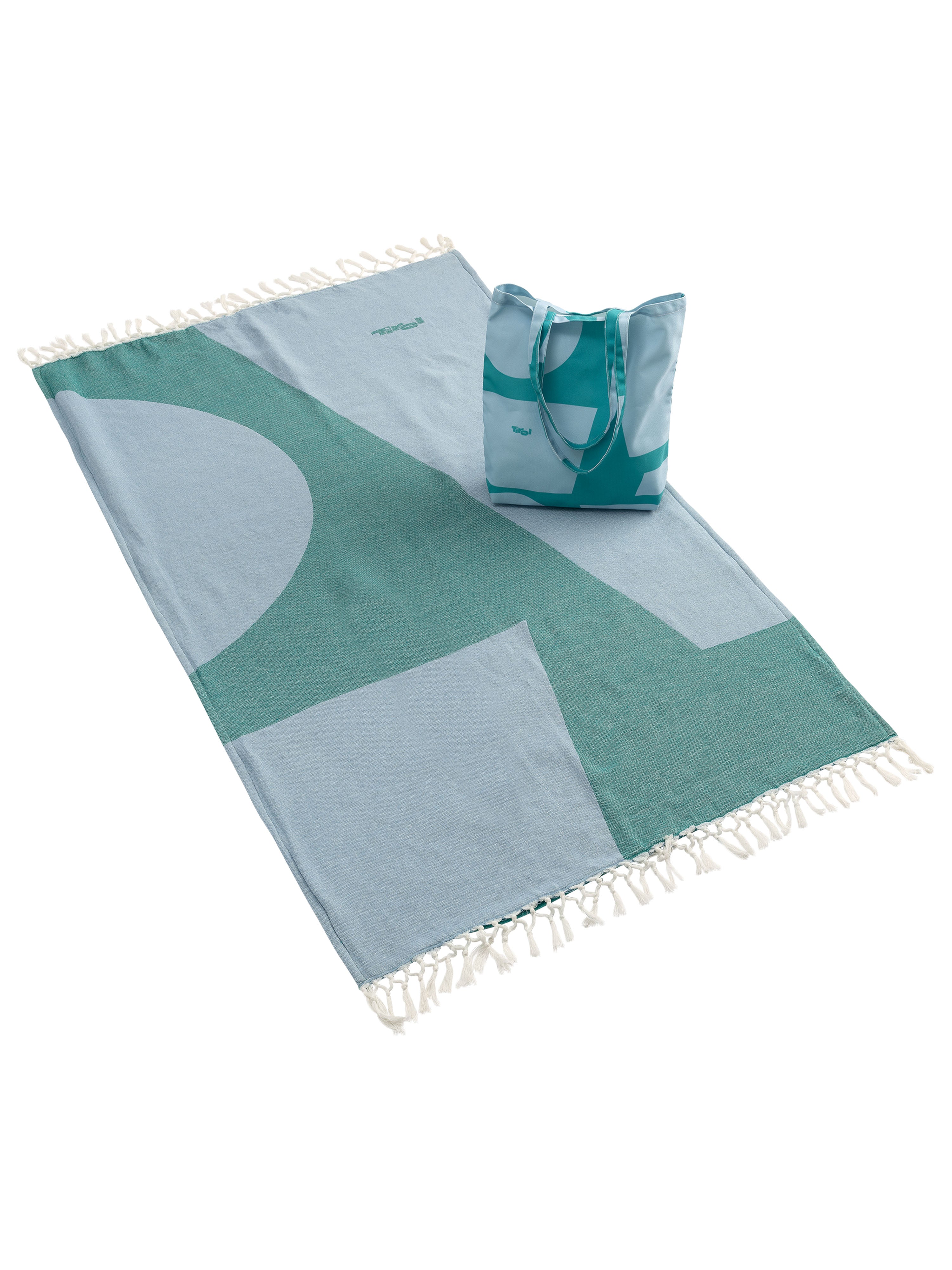 Strandtasche "Elly" in Blau-Türkis mit passendem Strandtuch