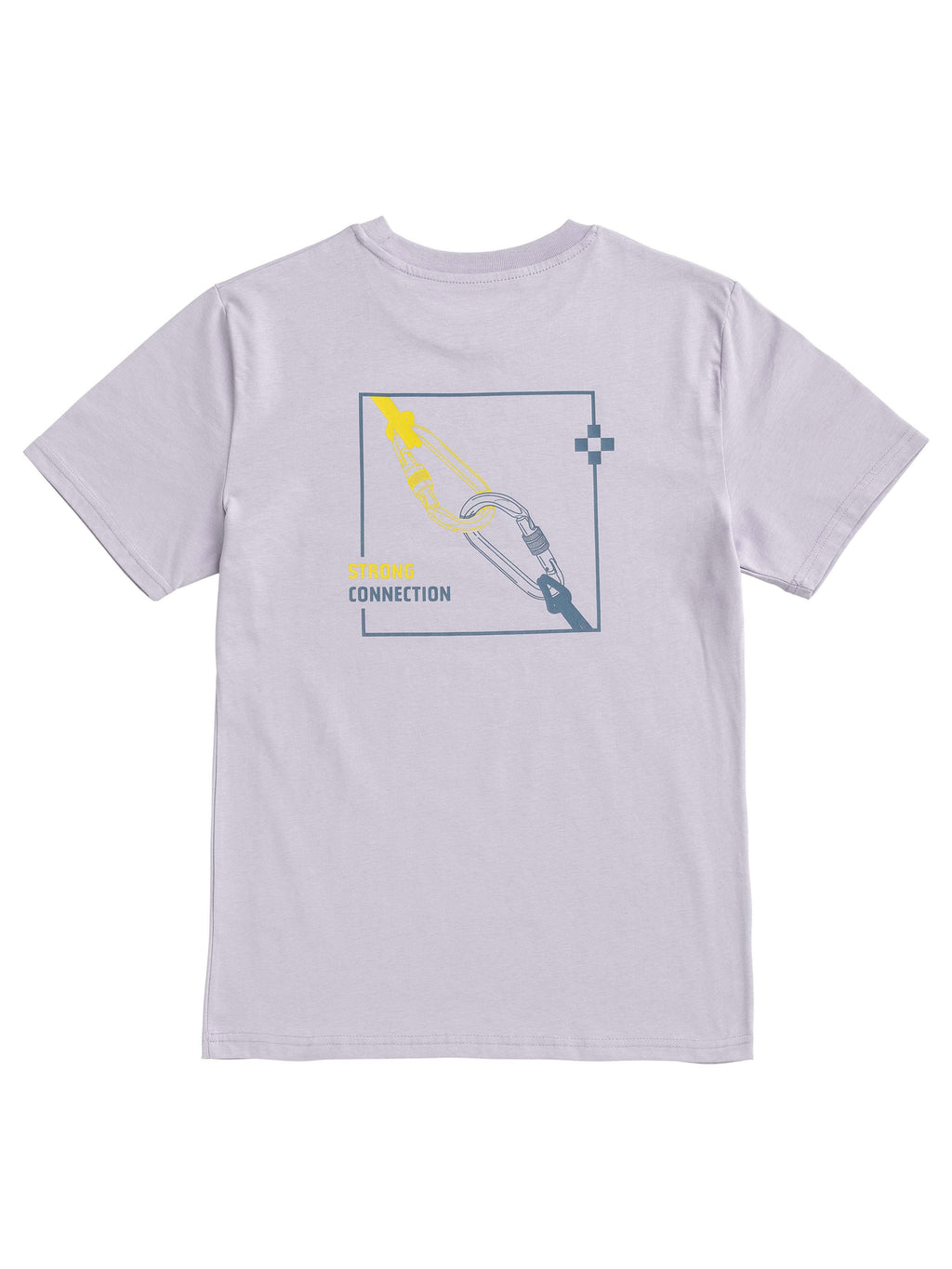 Rückseite von T-Shirt "Strong Connection " in der Farbe Lavendel mit Karabiner -Druck als Motiv