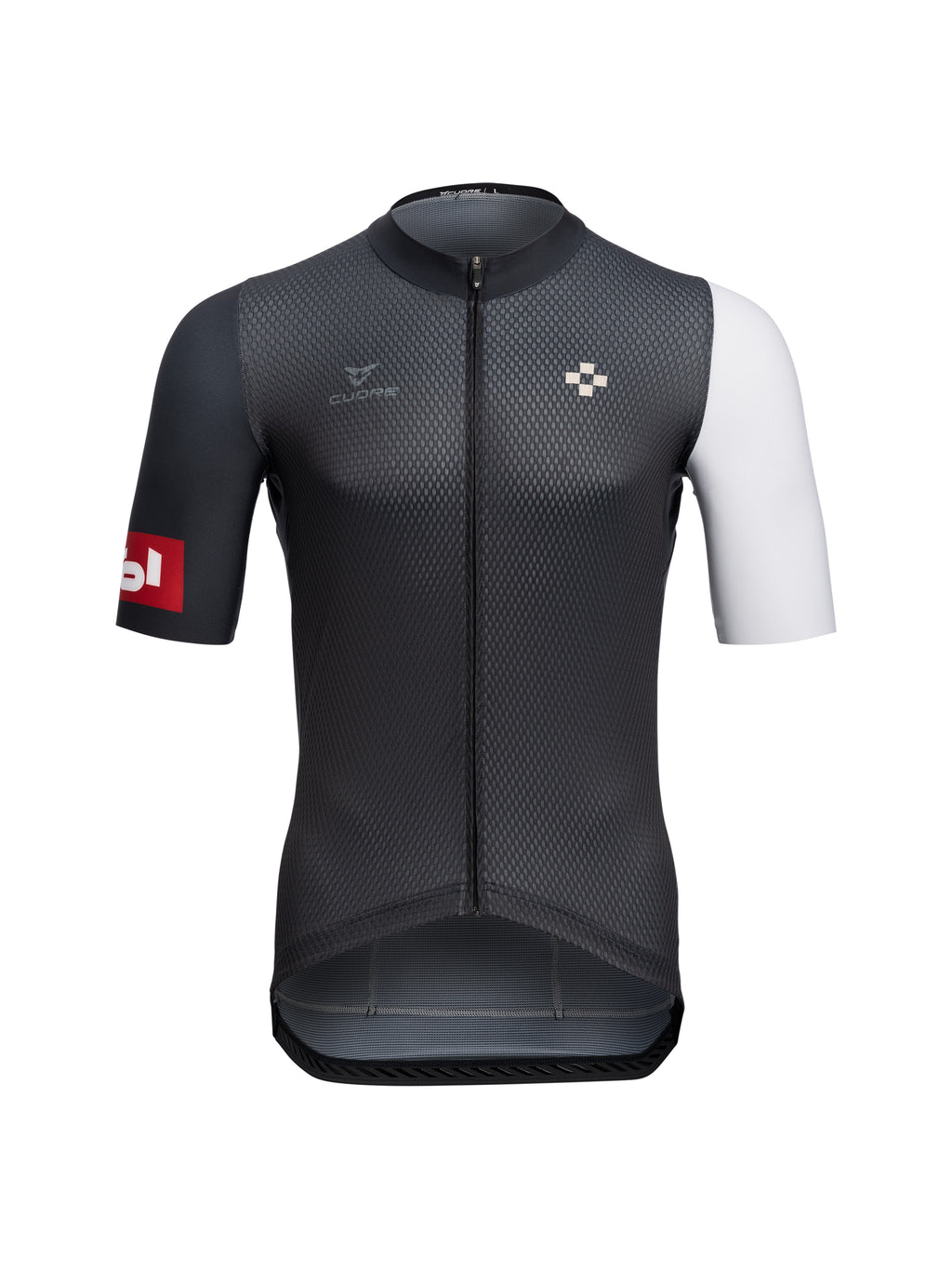 Radtrikot "Kühtai" in der Farbe Schwarz mit durchgehend verdeckten Reißverschluss