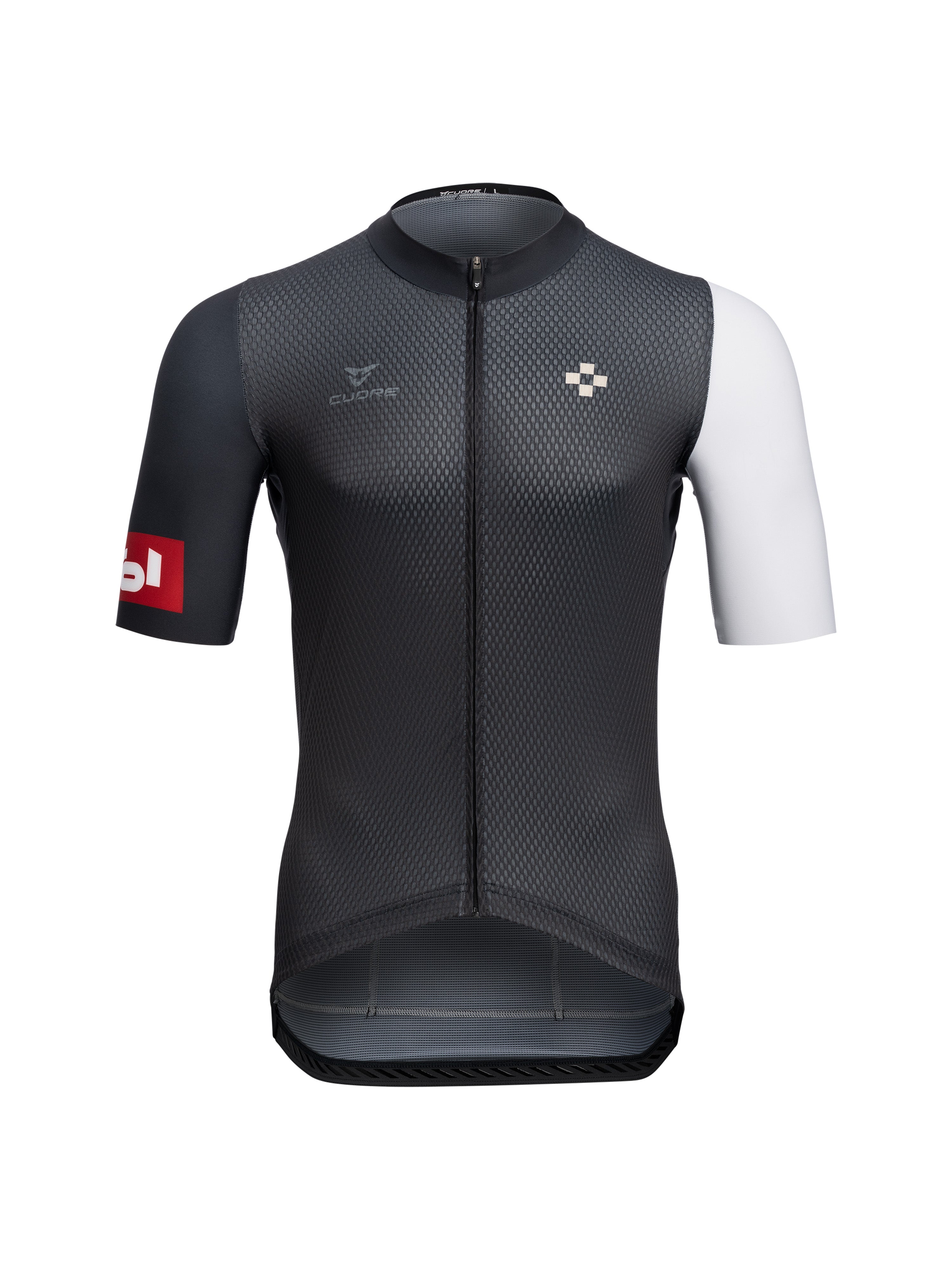 Radtrikot "Kühtai" in der Farbe Schwarz mit durchgehend verdeckten Reißverschluss